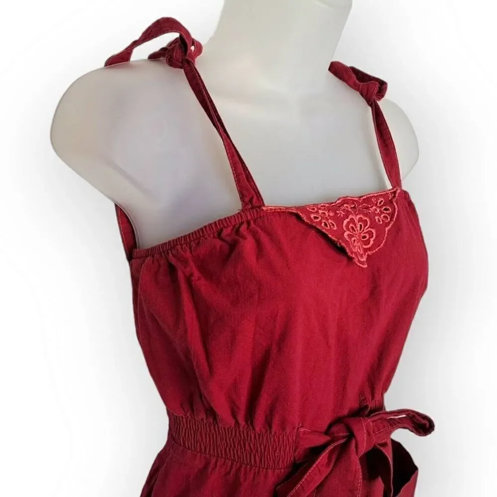 Young Edwardian Vintage 1970s Burgundy Floral Embroidered Disco Jumpsuit - Picture 5 of 12